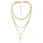 Long Gold MultiLayered Cross Necklace Pendant Statement Chain Jewelry Trendy