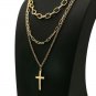 Long Gold MultiLayered Cross Necklace Pendant Statement Chain Jewelry Trendy