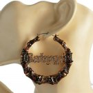 Crystal Gold BABYGIRL Bamboo Earrings Hoop Door Knockers Style Fashion Jewelry