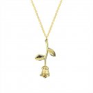 Rose Flower Gold Plated Stainless Steel Statement Necklace Pendant Chain Jewelry
