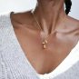 Rose Flower Gold Plated Stainless Steel Statement Necklace Pendant Chain Jewelry
