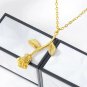 Rose Flower Gold Plated Stainless Steel Statement Necklace Pendant Chain Jewelry