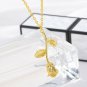 Rose Flower Gold Plated Stainless Steel Statement Necklace Pendant Chain Jewelry