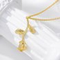 Rose Flower Gold Plated Stainless Steel Statement Necklace Pendant Chain Jewelry