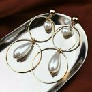 Gold Multi Pendant Pearl Hoop Drop Dangle Earrings Design Fashion Jewelry Trendy
