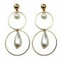 Gold Multi Pendant Pearl Hoop Drop Dangle Earrings Design Fashion Jewelry Trendy