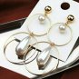 Gold Multi Pendant Pearl Hoop Drop Dangle Earrings Design Fashion Jewelry Trendy