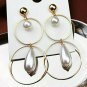 Gold Multi Pendant Pearl Hoop Drop Dangle Earrings Design Fashion Jewelry Trendy
