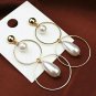 Gold Multi Pendant Pearl Hoop Drop Dangle Earrings Design Fashion Jewelry Trendy