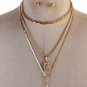 Gold Multi Layered Necklace Jesus Cross Pendant Statement Chain Jewelry Set