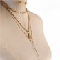 Gold Multi Layered Necklace Jesus Cross Pendant Statement Chain Jewelry Set