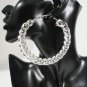 Large Silver Chain Link Round Fashion Stylish Trendy Modern Big Hoop Earrings