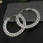 Large Silver Chain Link Round Fashion Stylish Trendy Modern Big Hoop Earrings