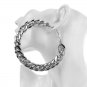 Large Silver Chain Link Round Fashion Stylish Trendy Modern Big Hoop Earrings