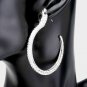 Black and Silver Rhinestone Snake Crystal 2.25" Casual Textured Hoop Earrings
