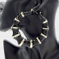 Black & Gold Round Bamboo Textured Cute DoorKnocker 3 Inch Hoop Earrings Circle