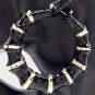 Black & Gold Round Bamboo Textured Cute DoorKnocker 3 Inch Hoop Earrings Circle