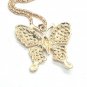 Long Gold Rhinestone Butterfly Necklace Pendant Statement Chain Fashion Jewelry