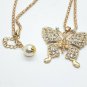 Long Gold Rhinestone Butterfly Necklace Pendant Statement Chain Fashion Jewelry