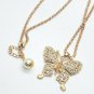 Long Gold Rhinestone Butterfly Necklace Pendant Statement Chain Fashion Jewelry