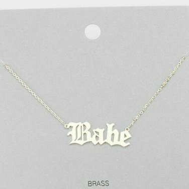 Gold BABE Pendant Style Statement Chain Word Necklace Fashion Jewelry Girl