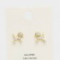 Gold Cubic Zirconia Poodle Shaped Statement Crystal Stud Earrings Dog Fun Cute