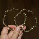 Gold Rhinestone Fun Fashion Stylish Trendy Bling Geometric Hexagon Hoop Earrings