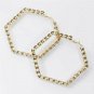 Gold Rhinestone Fun Fashion Stylish Trendy Bling Geometric Hexagon Hoop Earrings