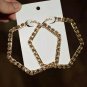 Gold Rhinestone Fun Fashion Stylish Trendy Bling Geometric Hexagon Hoop Earrings