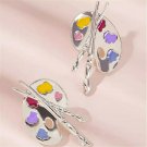 Colorful Paint Palette Silver Metal Pendant Unique Fashion Jewelry Stud Earrings