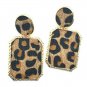 Gold Trimmed Brown & Black Leopard Print Fashion Stylish Trendy Dangle Earrings