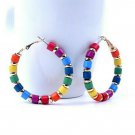 MultiColored Rainbow Round Geometric Fashion Stylish Trendy Fun Hoop Earrings