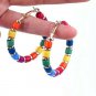 MultiColored Rainbow Round Geometric Fashion Stylish Trendy Fun Hoop Earrings