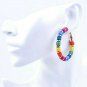 MultiColored Rainbow Round Geometric Fashion Stylish Trendy Fun Hoop Earrings