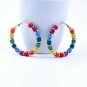 MultiColored Rainbow Round Geometric Fashion Stylish Trendy Fun Hoop Earrings