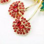 Gold Red Cherry Green Cute Pendant Fashion Jewelry Drop Crystal Dangle Earrings