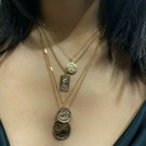 Gold MultiLayered Round Coin Necklace Pendant Chain Statement Jewelry Trendy
