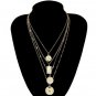 Gold MultiLayered Round Coin Necklace Pendant Chain Statement Jewelry Trendy