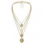 Gold MultiLayered Round Coin Necklace Pendant Chain Statement Jewelry Trendy