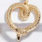 Gold Snake Heart 2.2 Inches Casual Textured Hoop Drop Dangle Earrings Jewelry