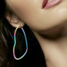 Colorful Leaning Heart Shaped Hollow Hoop Style Fashion 2.2 Inches Hoop Earrings