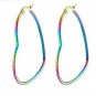Colorful Leaning Heart Shaped Hollow Hoop Style Fashion 2.2 Inches Hoop Earrings