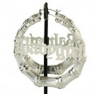 Silver BABYGIRL Bamboo Earrings Hoop Door Knockers Style Fashion Jewelry Trendy