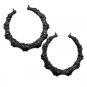 Large Black Bamboo Textured Cute Door Knocker 3.5 Inches Casual Hoop Earrings
