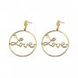 Gold LOVE Dangle Worded Phrase Fashion Jewelry Drop Hoop Statement Earrings