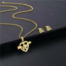 Gold Heart Monitor Rate Necklace Pendant Style Chain Jewelry Set Nurse Doctor