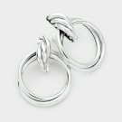 Silver Knot Hoop Clip On Earrings Casual Design Fashion Jewelry Womens 2.5 Inch