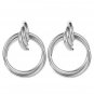 Silver Knot Hoop Clip On Earrings Casual Design Fashion Jewelry Womens 2.5 Inch