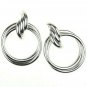 Silver Knot Hoop Clip On Earrings Casual Design Fashion Jewelry Womens 2.5 Inch