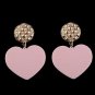 Cute Light Pink Heart and Gold Drop Dangle Earrings